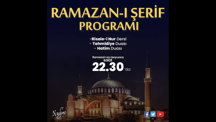 Ramazan-ı Şerif Programı Bu Akşam Canlı yayın NurSöz’de